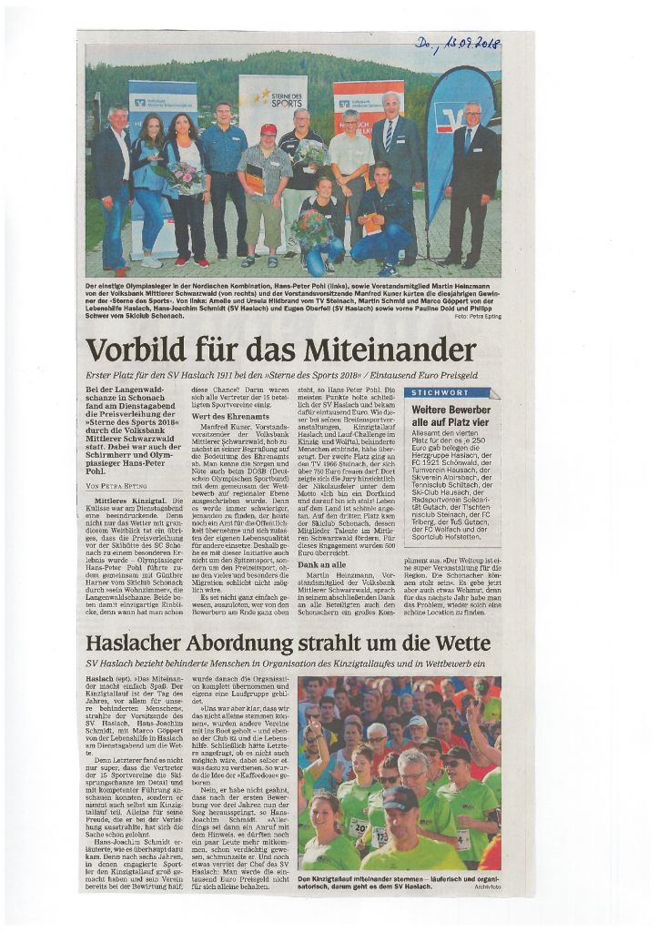 OT Bericht zur Auszeichnung Stern des Sports vom 13.09.2018
